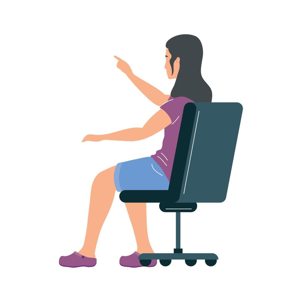 femme en chaise de bureau vecteur