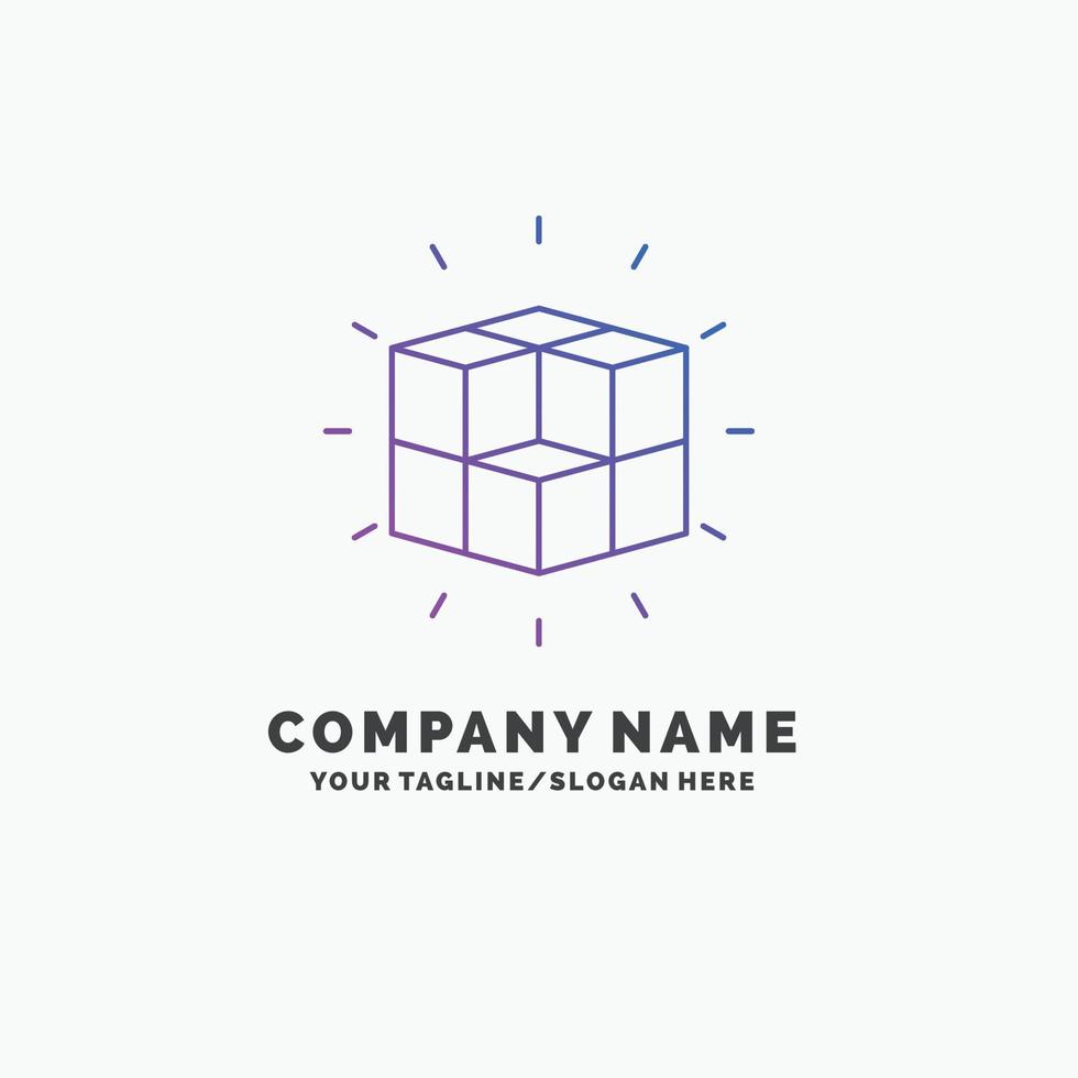 boîte. labyrinthe. puzzle. la solution. modèle de logo d'entreprise violet cube. place pour le slogan vecteur