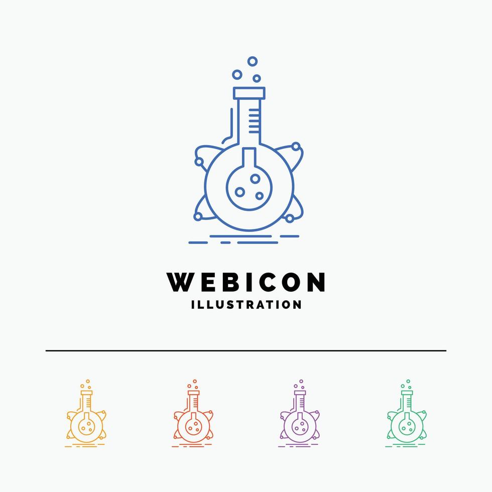 rechercher. laboratoire. ballon. tube. modèle d'icône web de ligne de développement 5 couleurs isolé sur blanc. illustration vectorielle vecteur