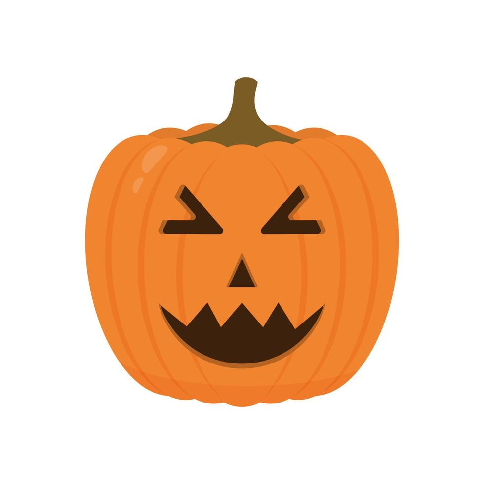 citrouille d'halloween avec icône de visage souriant isolé sur blanc. dessin animé mignon jack-o'-lanterne. décorations de fête d'halloween. modèle vectoriel facile à modifier