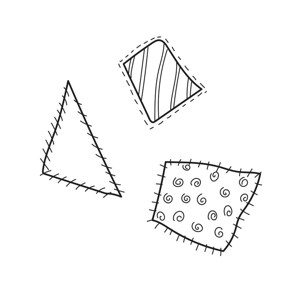 vecteur doodle ensemble dessiné à la main de patchs de tissu à coudre.