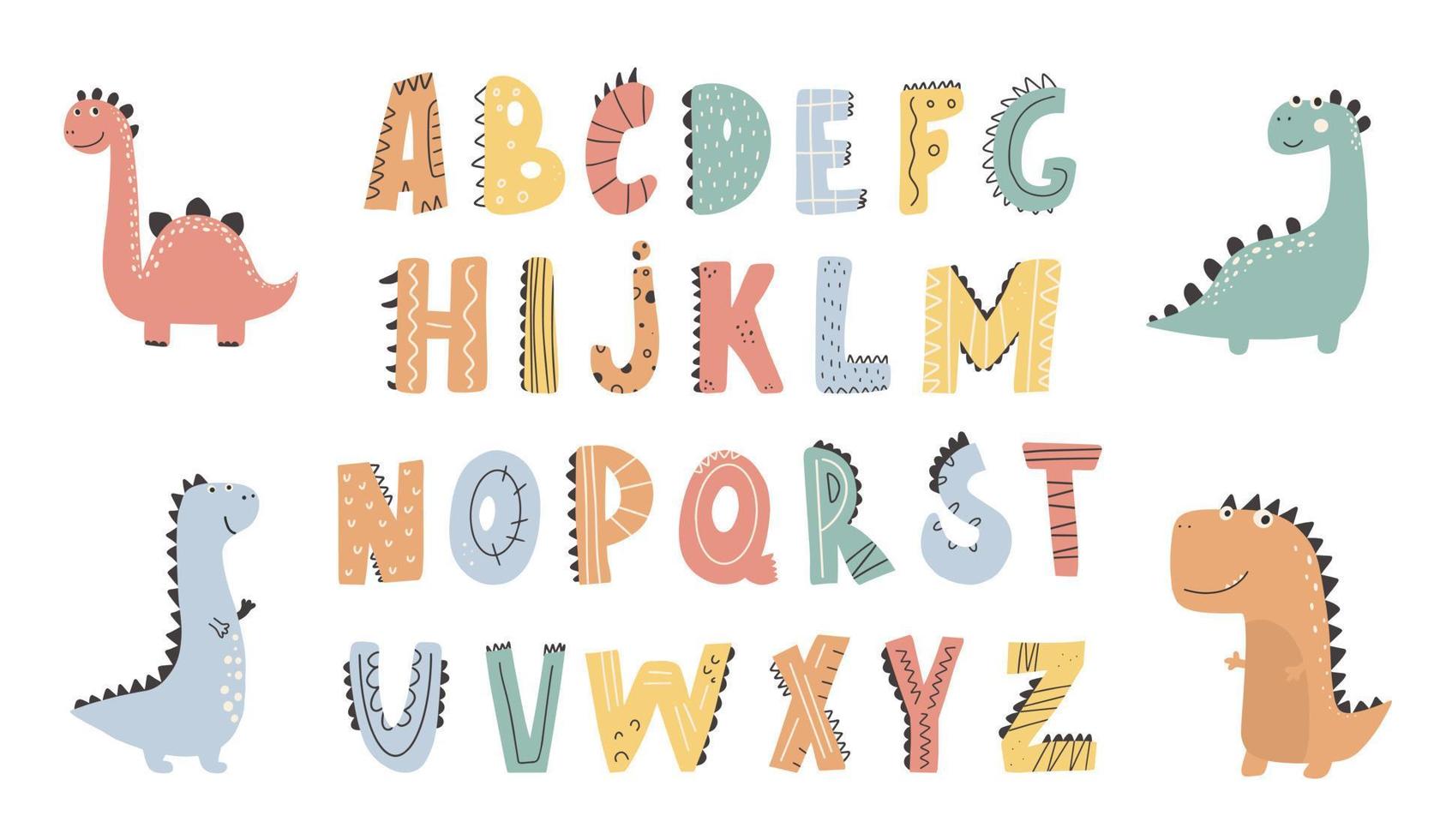 alphabet enfantin, jeu de lettres anglaises. abc drôle pour enfants pour le préscolaire, l'apprentissage de la maternelle, la lecture. illustration de vecteur plat isolé sur fond blanc.