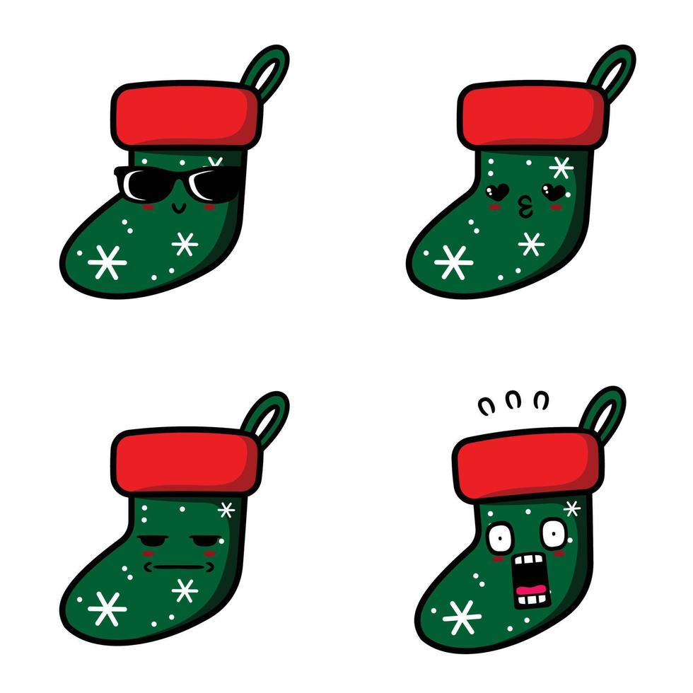 illustration vectorielle d'emoji de chaussettes de noël mignon vecteur