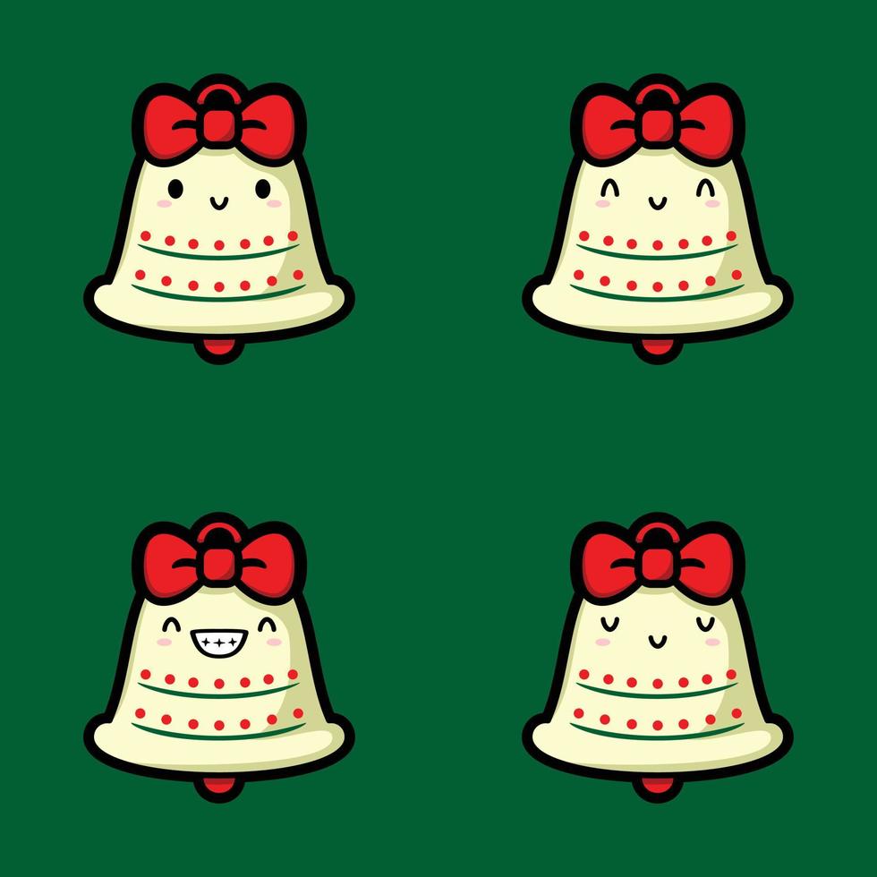 illustration vectorielle d'emoji de cloche de noël mignon vecteur