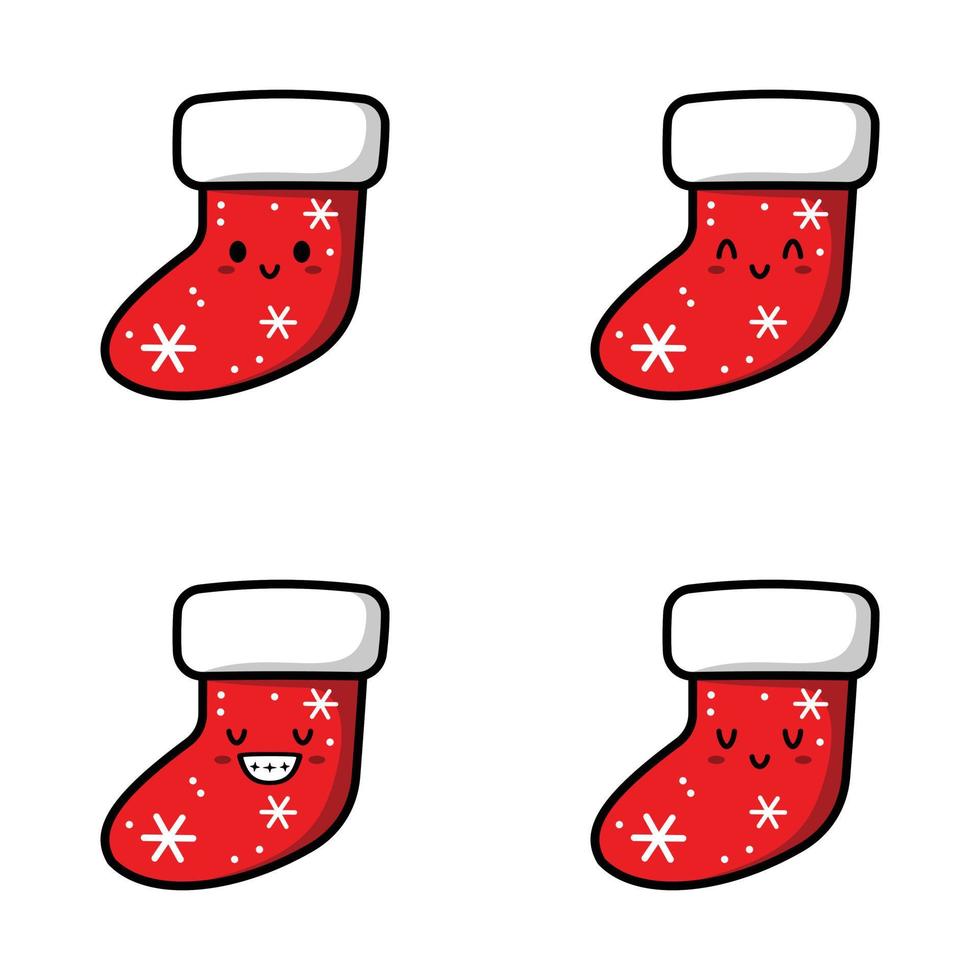 illustration vectorielle d'emoji de chaussettes de noël mignon vecteur