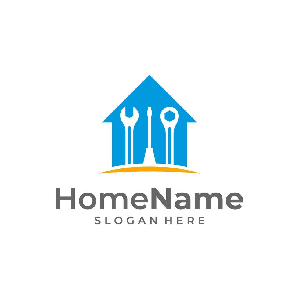 modèle d'illustration de logo de service à domicile. vecteur de concept de conception de logo maison mécanicien