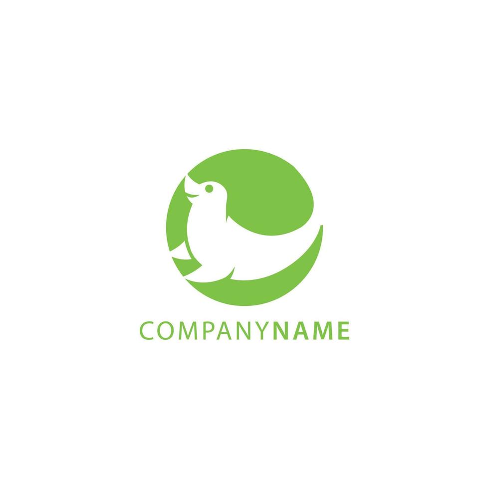 silhouette de couleur verte du logo animal lion de mer vecteur