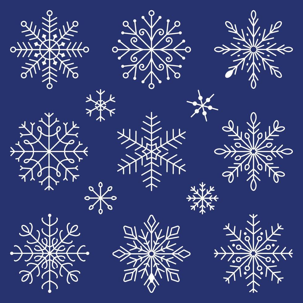 icônes de flocon de neige. ensemble de flocons de neige. fond pour le thème de l'hiver et de noël. vecteur