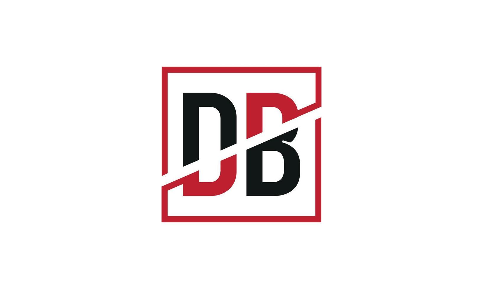 création de logo db. conception initiale du monogramme du logo de la lettre db en noir et rouge avec une forme carrée. vecteur professionnel