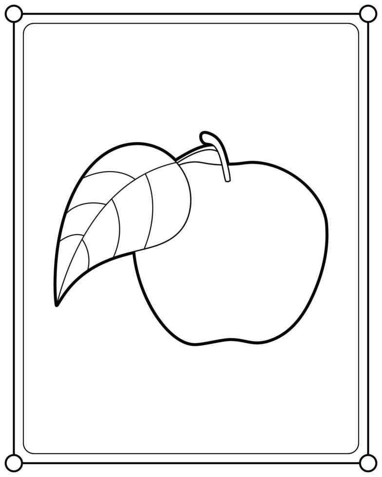 pomme adaptée à l'illustration vectorielle de la page de coloriage pour enfants vecteur