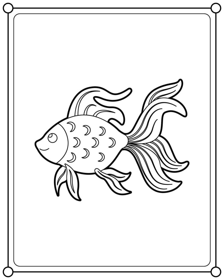 poisson rouge adapté à l'illustration vectorielle de la page de coloriage pour enfants vecteur