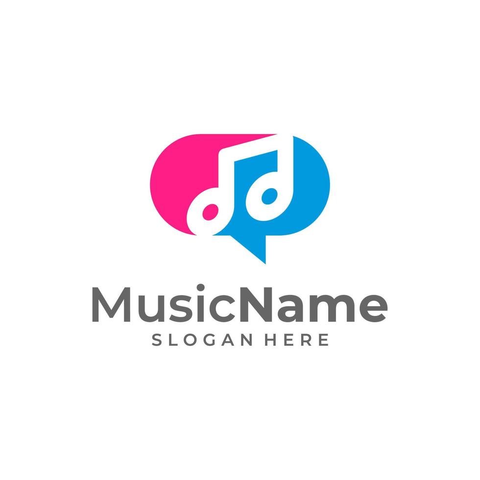 illustration d'icône de vecteur de logo de conversation de musique. modèle de conception de logo de musique de chat