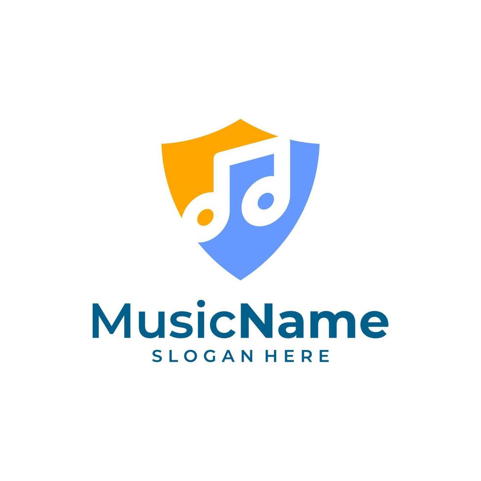 illustration d'icône de vecteur de logo de musique de bouclier. modèle de conception de logo de musique