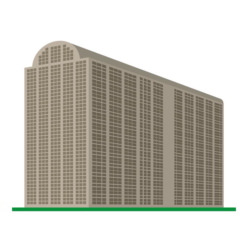 un immeuble de grande hauteur moderne sur fond blanc. vue du bâtiment depuis le bas. illustration vectorielle isométrique. vecteur