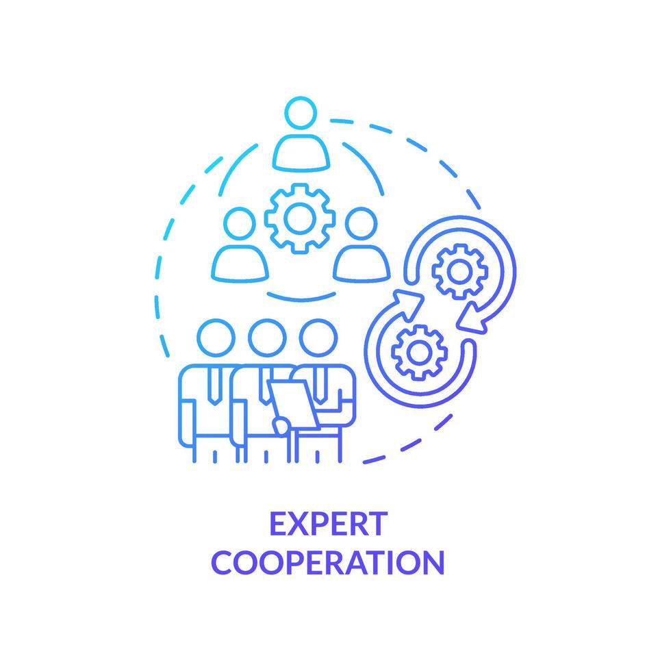 icône de concept de gradient bleu de coopération d'experts. intégration de spécialistes. illustration de la ligne mince de l'idée abstraite de la préparation à la pandémie. dessin de contour isolé vecteur