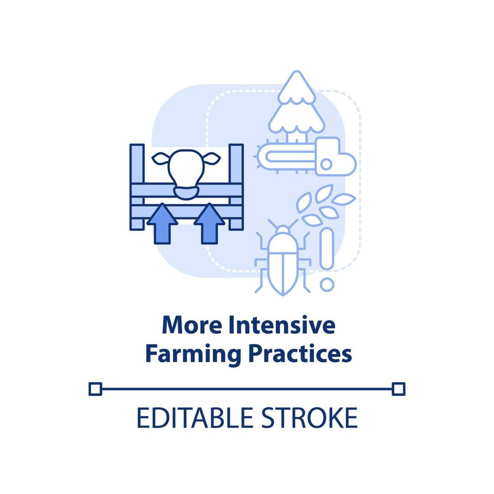 pratiques agricoles plus intensives icône de concept bleu clair. effets de surpopulation idée abstraite illustration en ligne mince. dessin de contour isolé. trait modifiable. vecteur