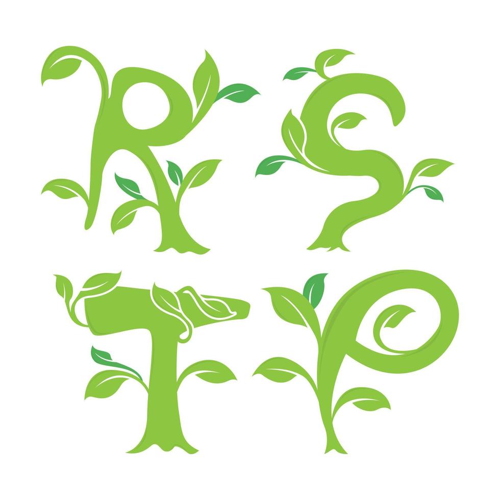 ensemble de logo d'écologie de lettre vecteur