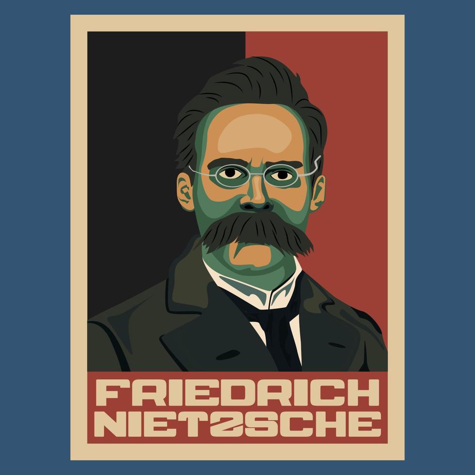 friedrich nietzsche philosophe rétro affiche vintage vecteur