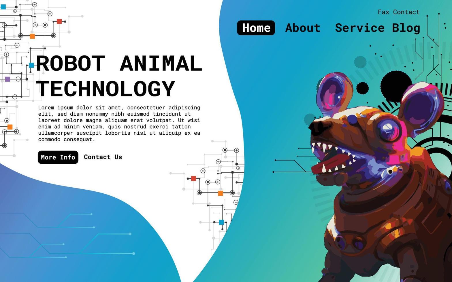 interface utilisateur de conception de fond de page daccueil de technologie animale robot vecteur