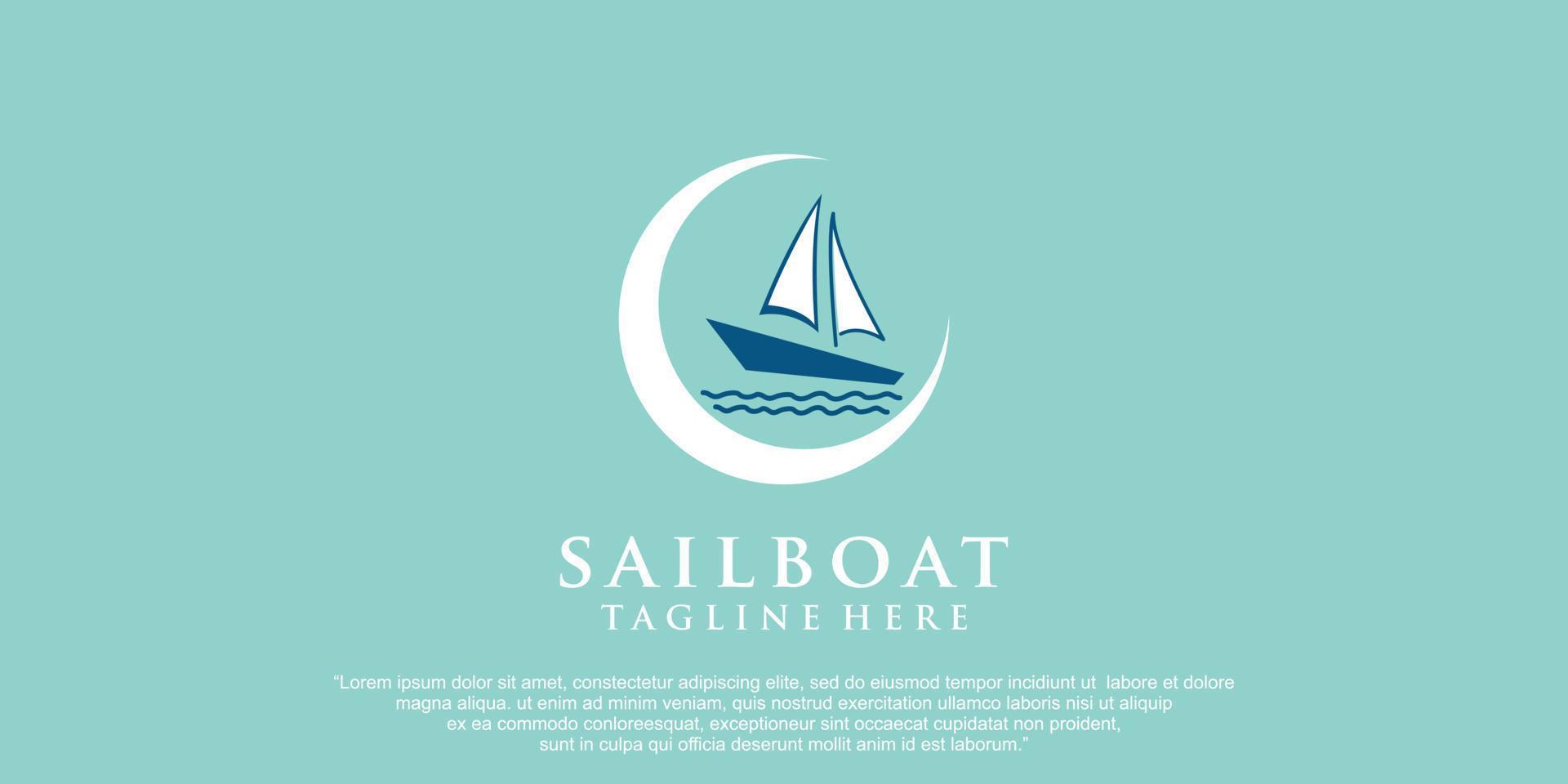 yacht à voile simple silhouette logo design inspiration vecteur premium