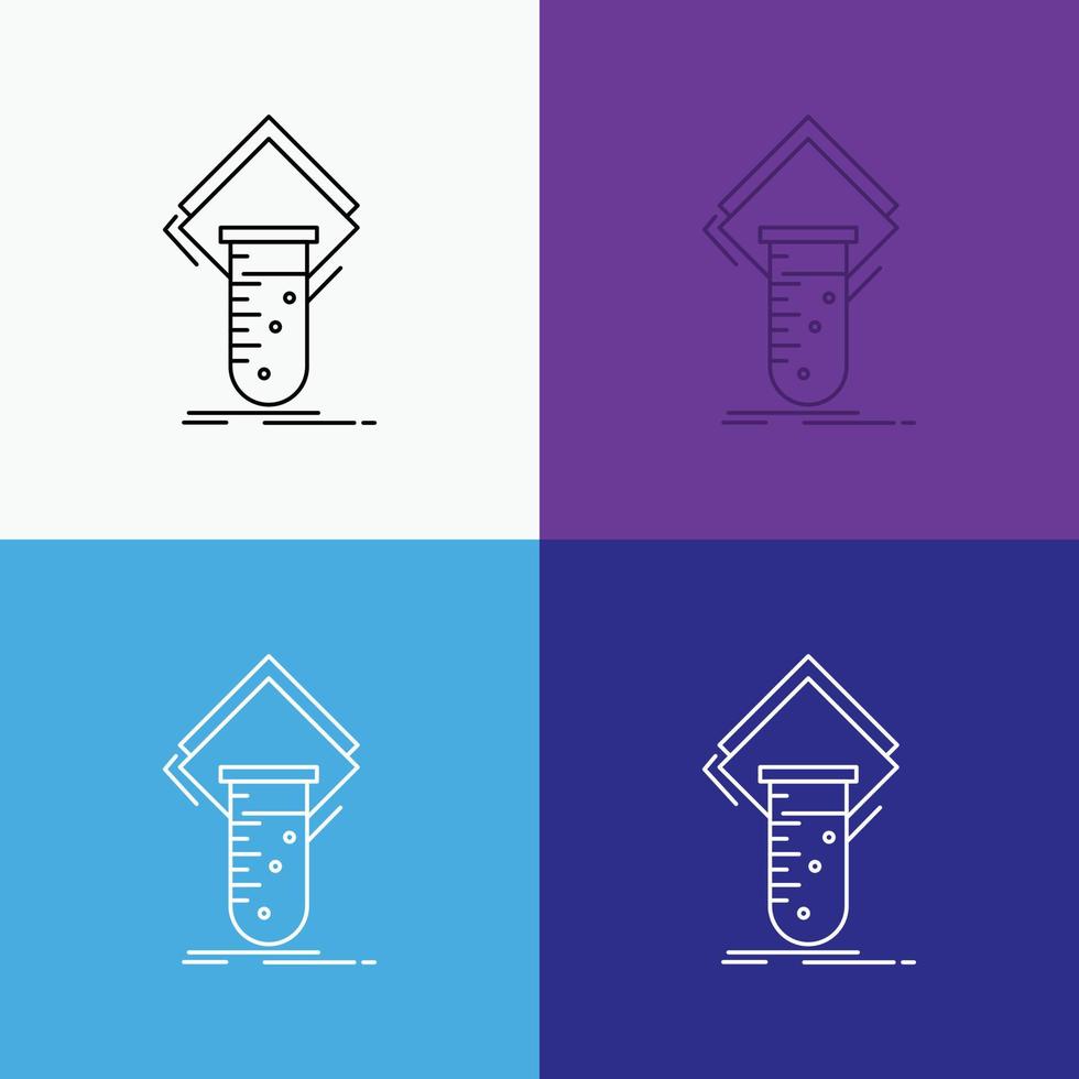 chimie. laboratoire. étude. test. icône de test sur divers arrière-plans. conception de style de ligne. conçu pour le web et l'application. illustration vectorielle eps 10 vecteur