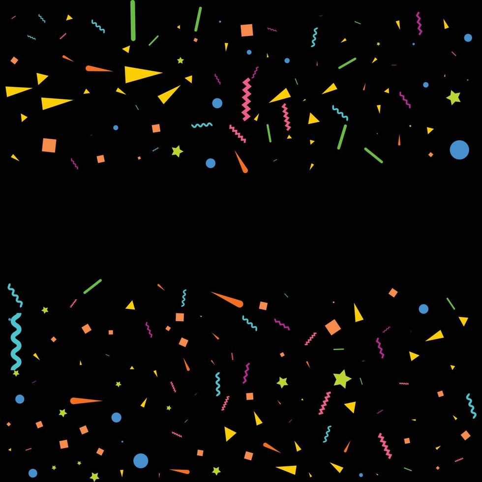 modèle de conception de concept de confettis jour férié heureux. illustration vectorielle de fond noir célébration. vecteur
