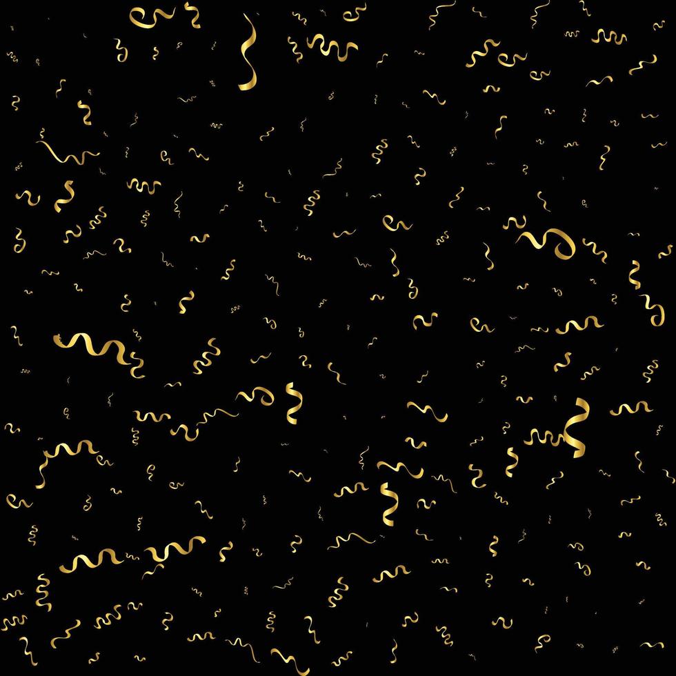confettis or isolés sur fond noir. célébrer l'illustration vectorielle vecteur