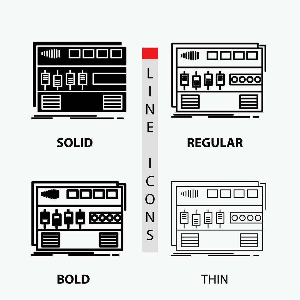 l'audio. Maîtriser. module. montage en rack. icône du son en mince. habituel. ligne en gras et style de glyphe. illustration vectorielle vecteur