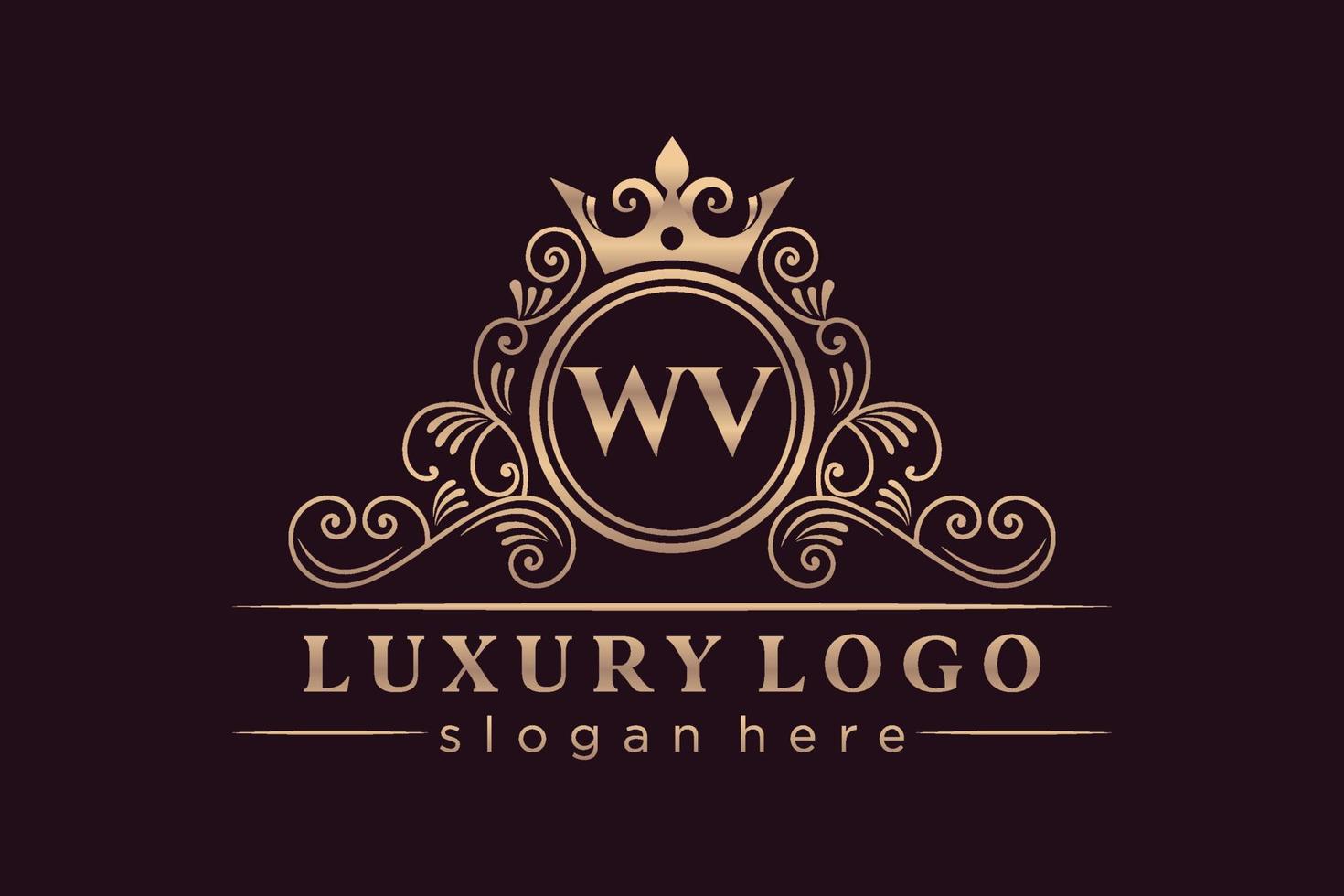 wv lettre initiale or calligraphique féminin floral monogramme héraldique dessiné à la main style vintage antique luxe logo design vecteur premium