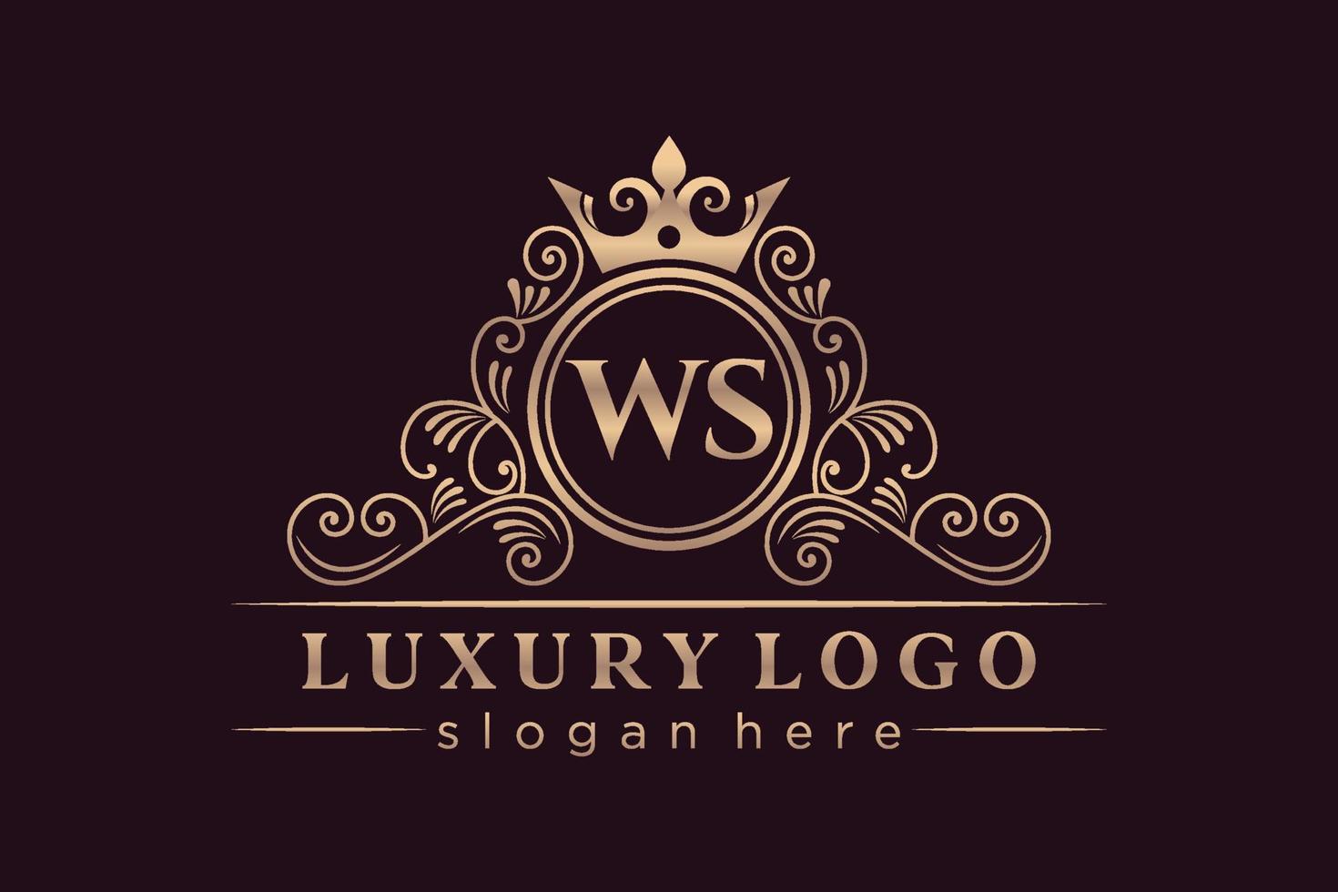 ws lettre initiale or calligraphique féminin floral monogramme héraldique dessiné à la main style vintage antique luxe logo design vecteur premium