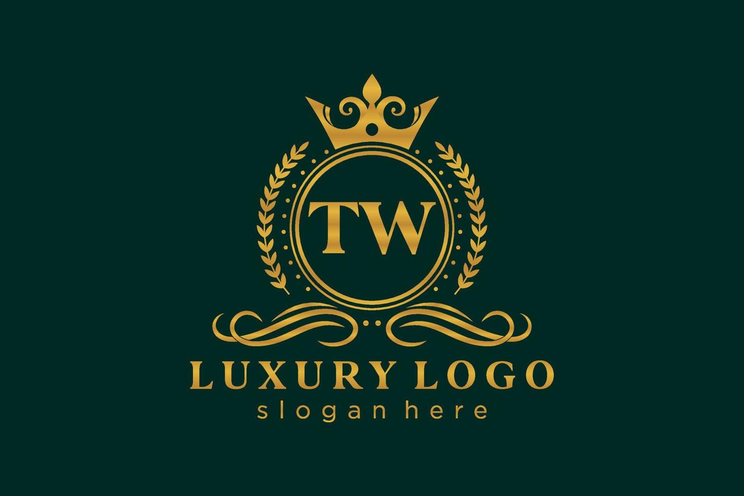 modèle initial de logo de luxe royal de lettre tw dans l'art vectoriel pour le restaurant, la royauté, la boutique, le café, l'hôtel, l'héraldique, les bijoux, la mode et d'autres illustrations vectorielles.