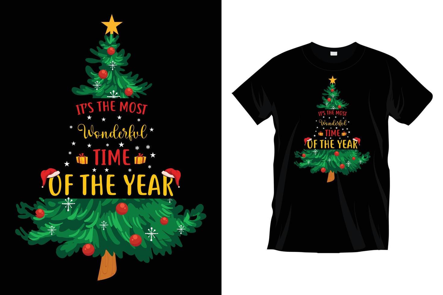 c'est le moment le plus merveilleux de l'année. typographie de noël graphique de conception de t-shirt. vecteur