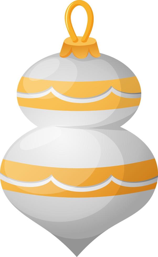Boule de sapin de Noël blanc figuré avec des rayures dorées vecteur