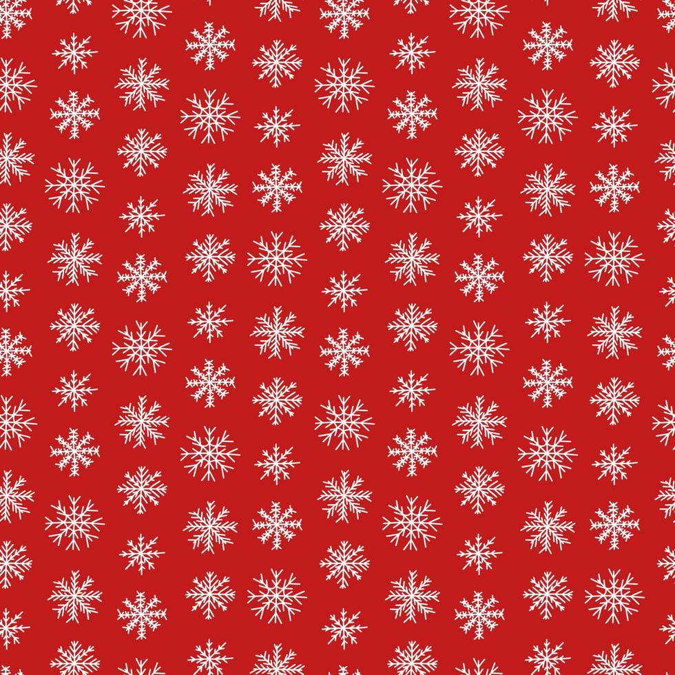 joli motif vectoriel de flocons de neige sans couture. flocons de neige de Noël sur fond rouge.