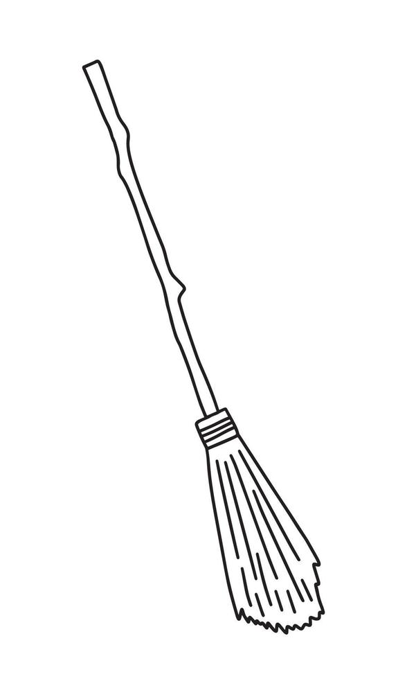 illustration de doodle vecteur balai de sorcière