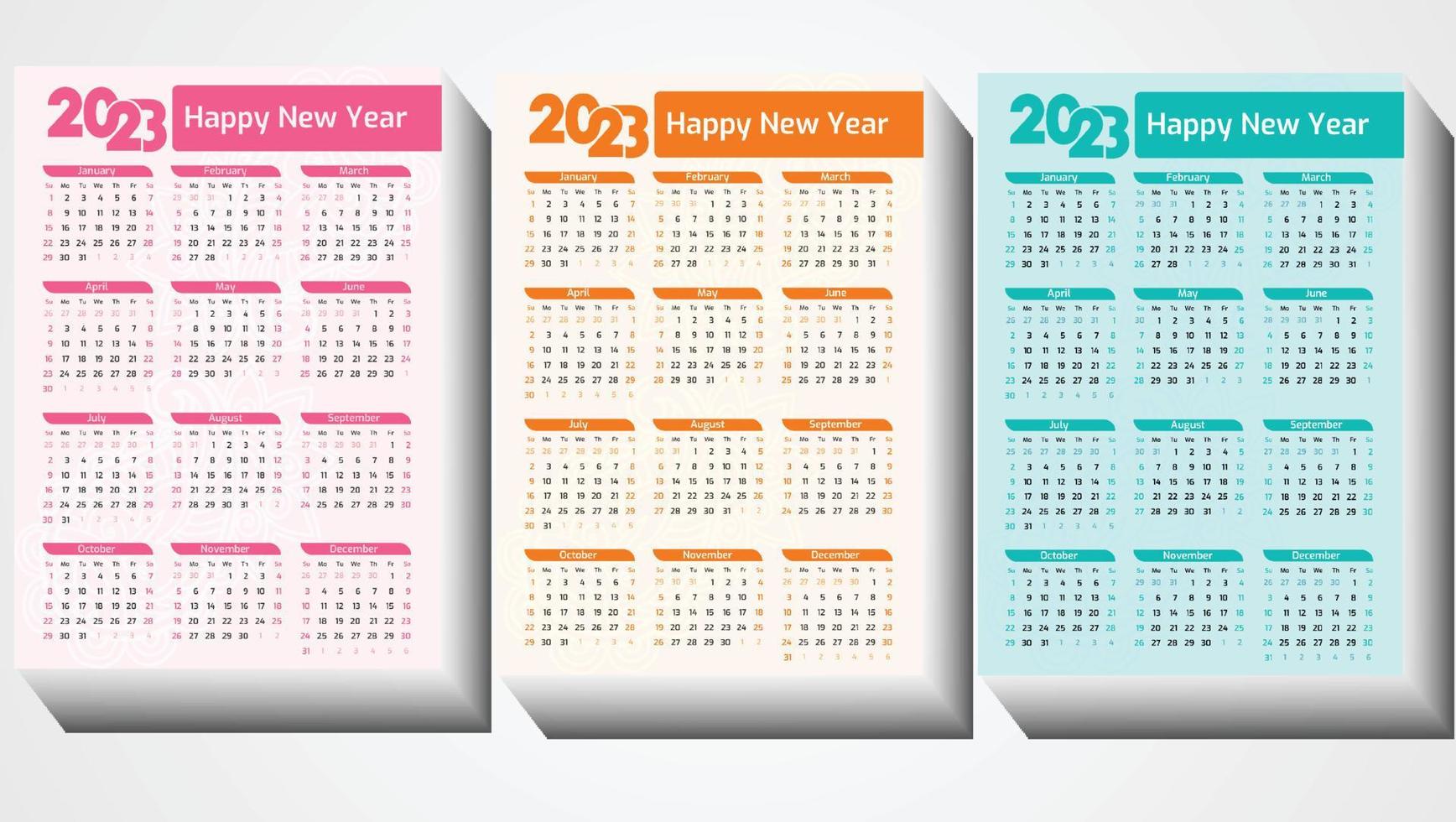 modèle de calendrier 2023 dessiné à la main en espagnol vecteur