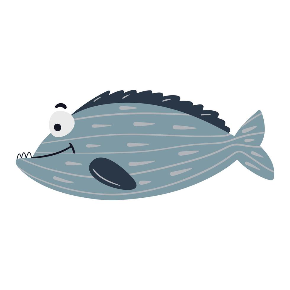 poisson de mer. personnage sous-marin mignon. une créature aquatique sous-marine tropicale. illustration vectorielle sur fond blanc en style cartoon. vecteur