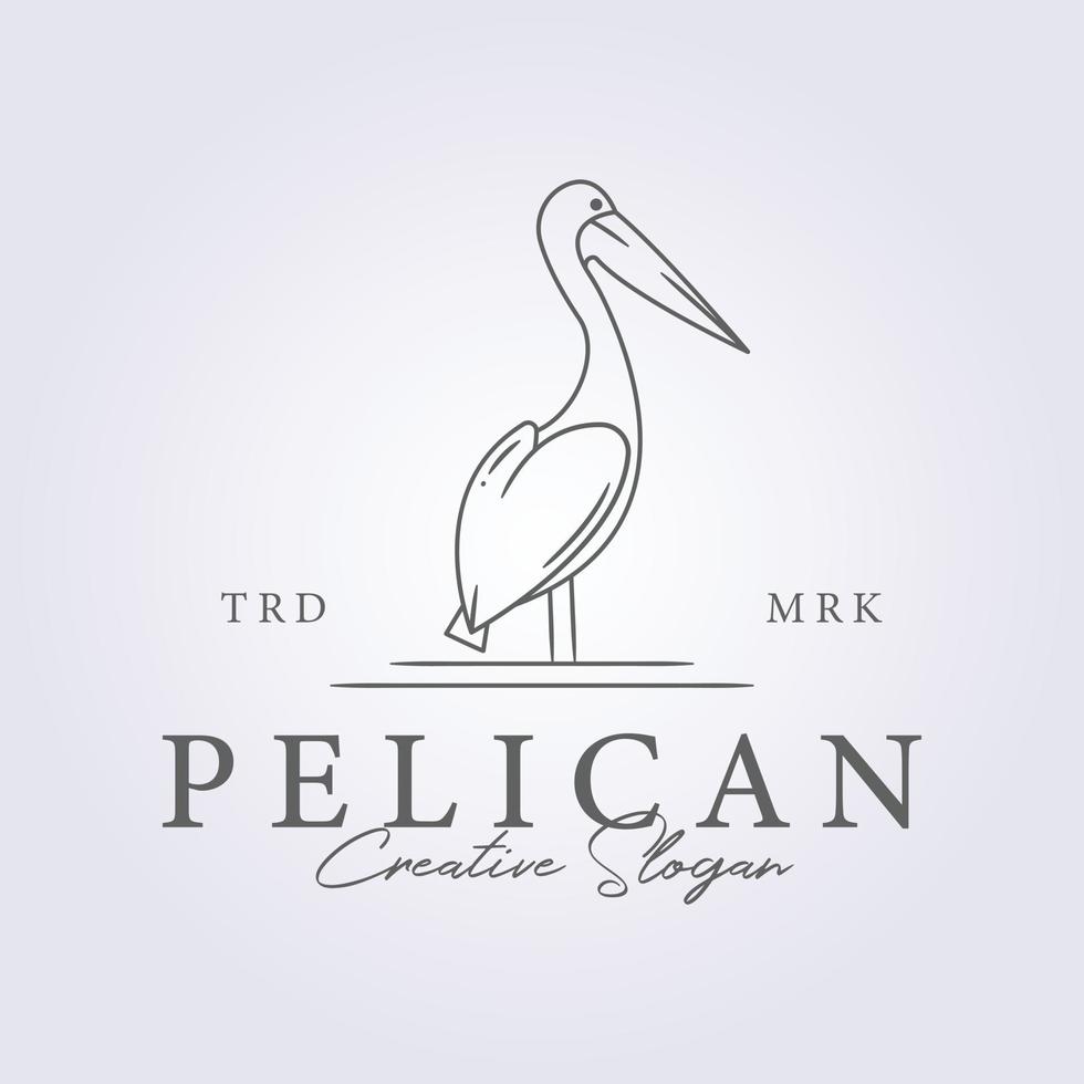 dessin au trait simple pélican oiseau logo vector design