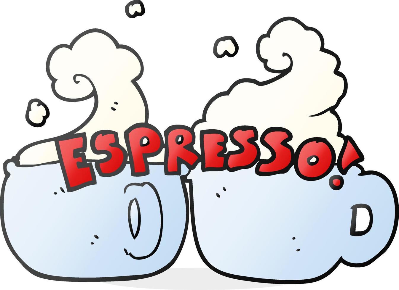 Espresso de dessin animé de personnage de doodle vecteur