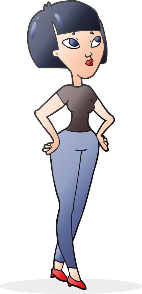Doodle personnage dessin animé femme vecteur