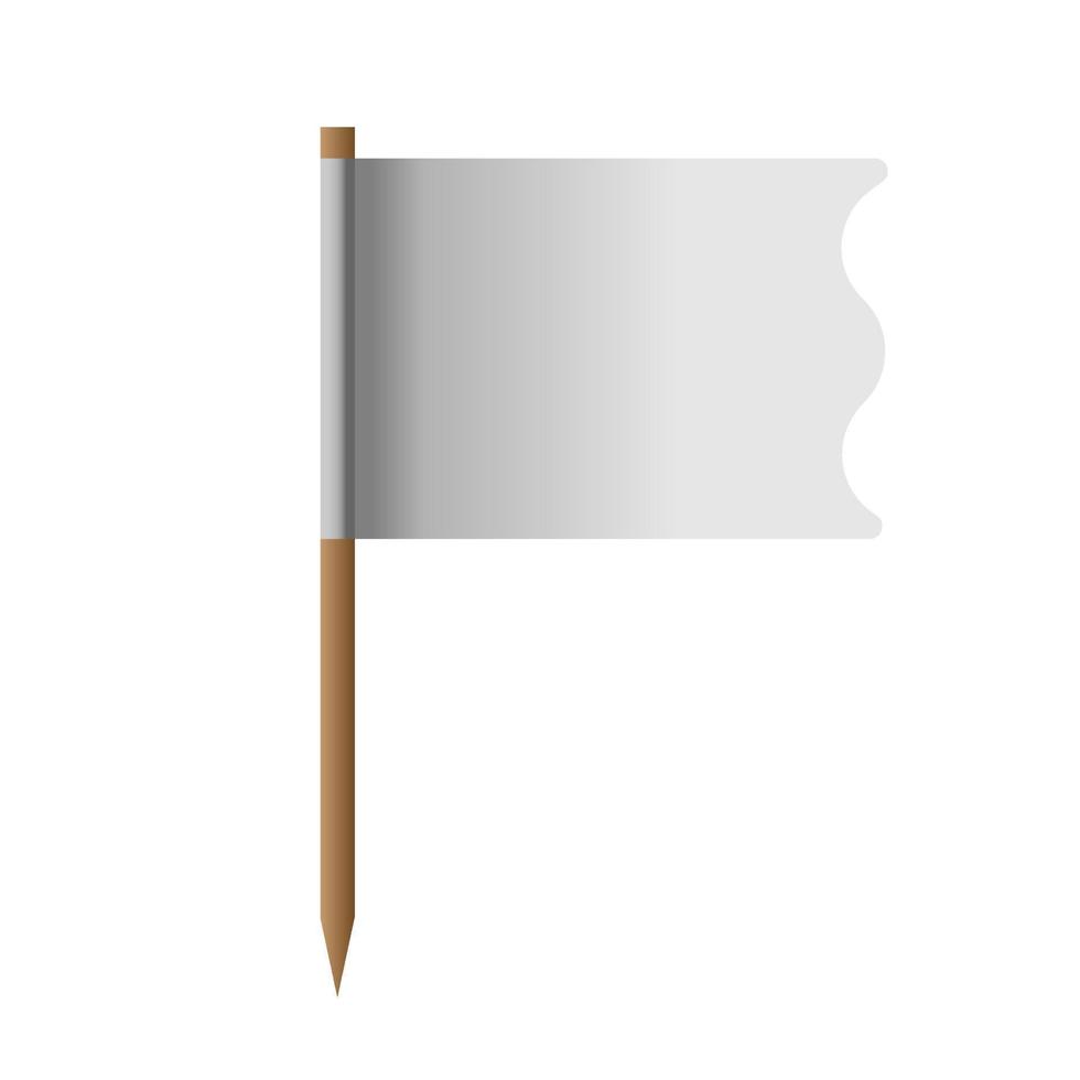 drapeau blanc réaliste isolé sur fond. poteau vide de pilier 3d. élément de mât d'icône et illustration vectorielle de concept de mise en page souple. vecteur