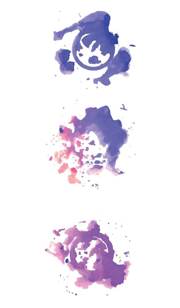 conception moderne abstraite peinte à la main avec un coup de pinceau aquarelle de nuages violets, isolé sur fond blanc. vecteur utilisé comme carte de conception décorative, bannière, affiche, couverture, brochure, art mural.