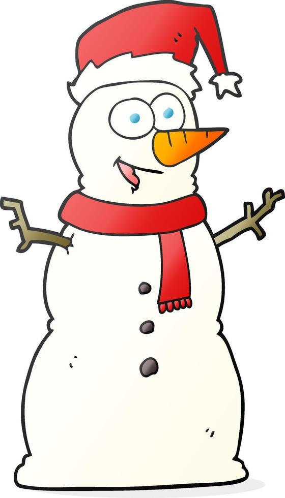 bonhomme de neige dessin animé personnage doodle vecteur