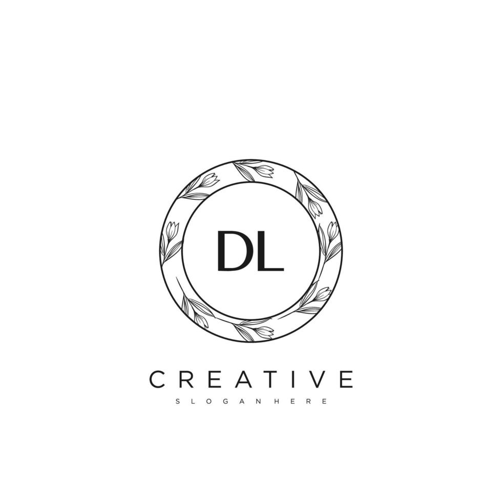 dl lettre initiale fleur logo modèle vecteur art vectoriel premium