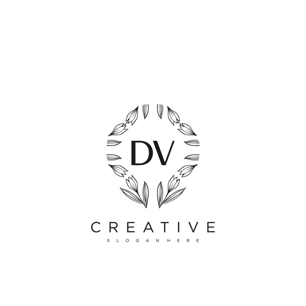 dv lettre initiale fleur logo modèle vecteur art vectoriel premium