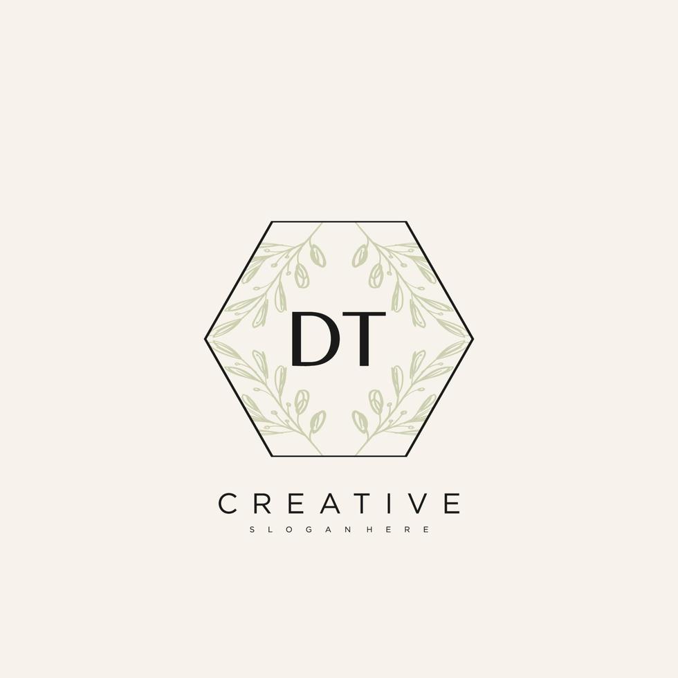 dt lettre initiale fleur logo modèle vecteur art vectoriel premium
