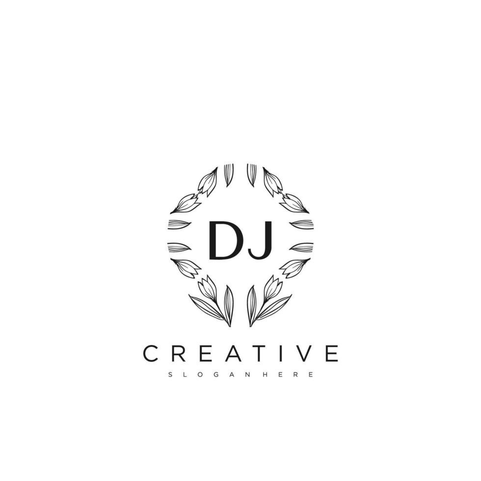 dj lettre initiale fleur logo modèle vecteur art vectoriel premium