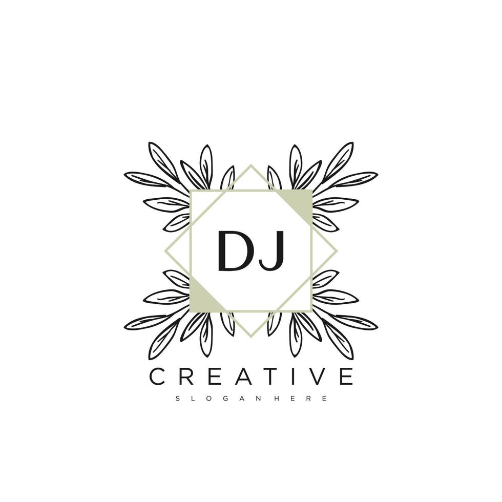 dj lettre initiale fleur logo modèle vecteur art vectoriel premium