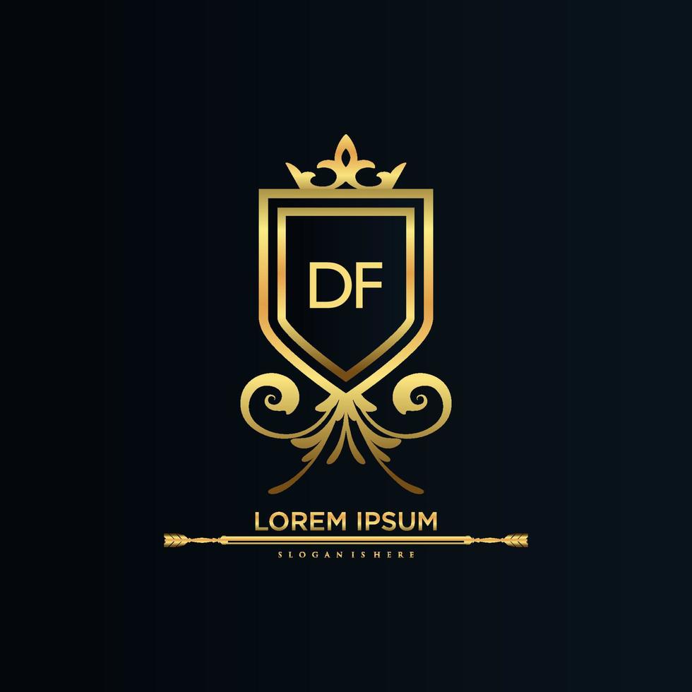 lettre df initiale avec modèle royal.élégant avec vecteur de logo de couronne, illustration vectorielle de logo de lettrage créatif.