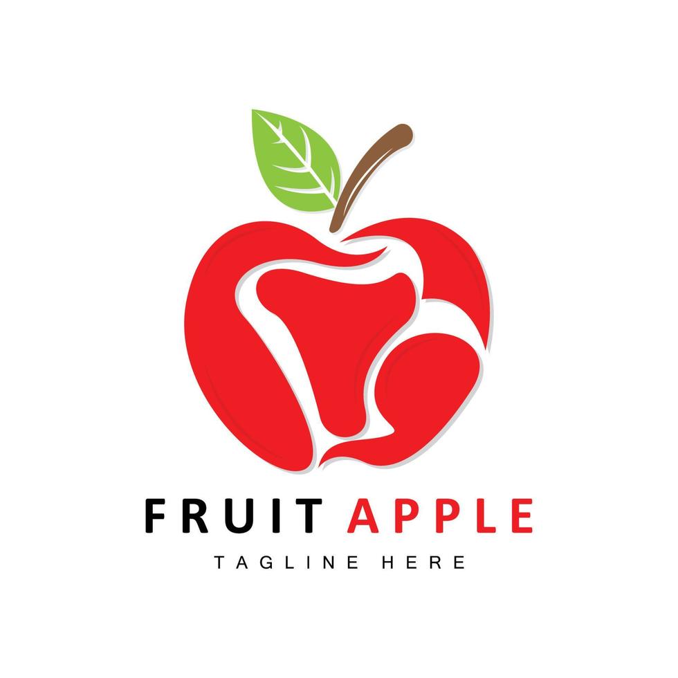 création de logo de pomme de fruits, vecteur de fruits rouges, avec style abstrait, illustration d'étiquette de marque de produit